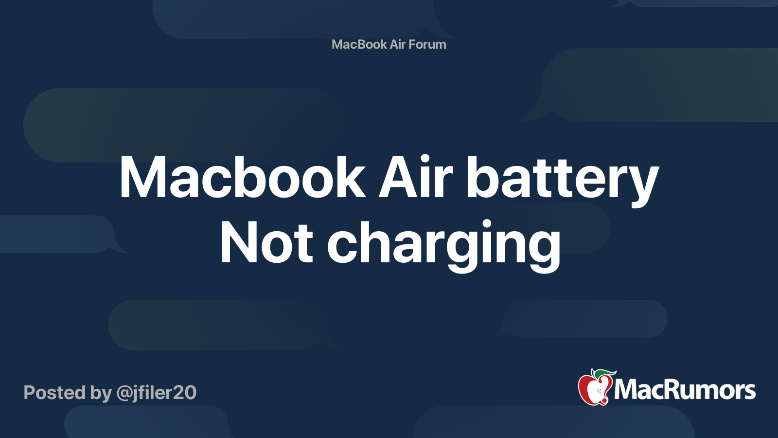 Macbook Air battery Not charging MacRumors Forums