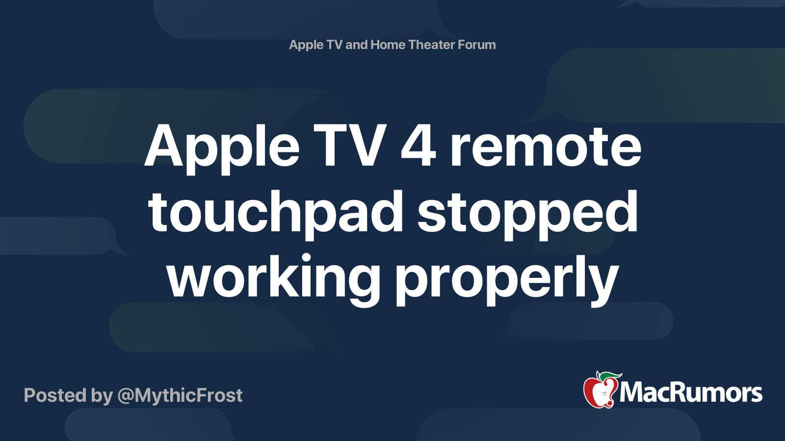 endelse læser Reklame Apple TV 4 remote touchpad stopped working properly | MacRumors Forums