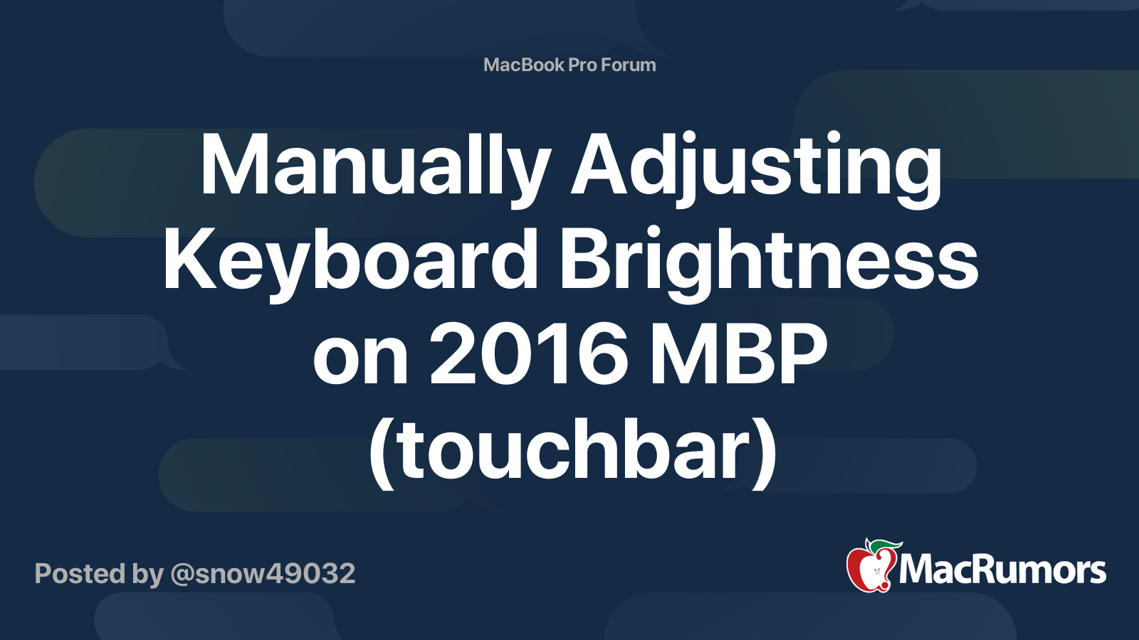 Manually Adjusting Keyboard Brightness on 2016 MBP (touchbar