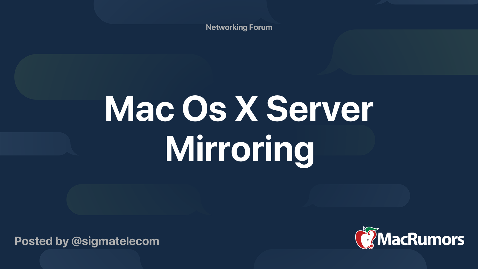 Mac Os X Server Mirroring | MacRumors Forums