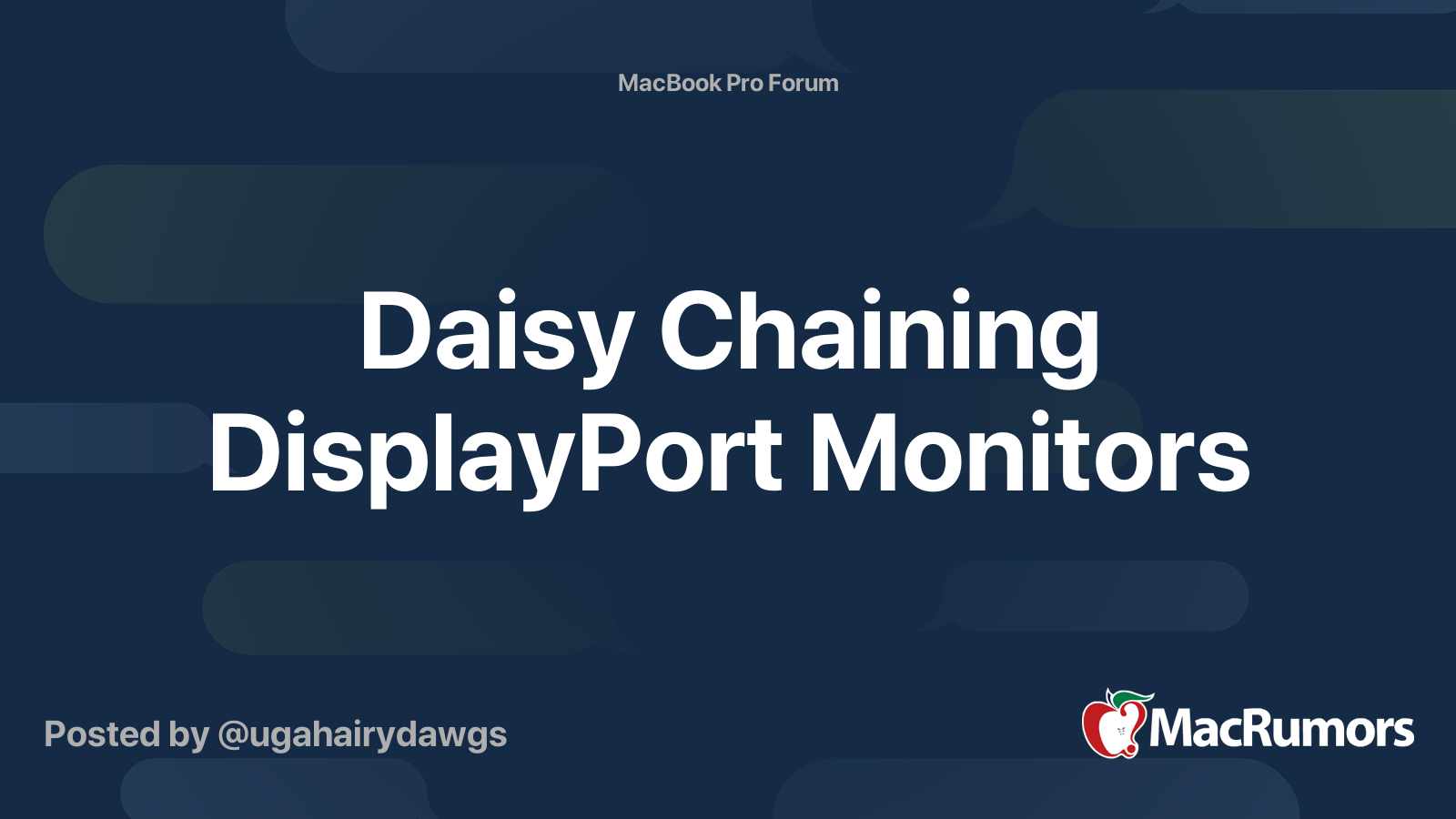 Daisy Chaining DisplayPort Monitors MacRumors Forums