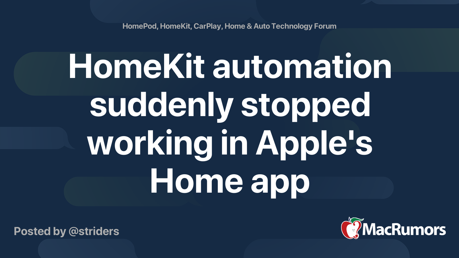 Homekit Automation Suddenly Stopped Working In Apple S Home App Macrumors Forums