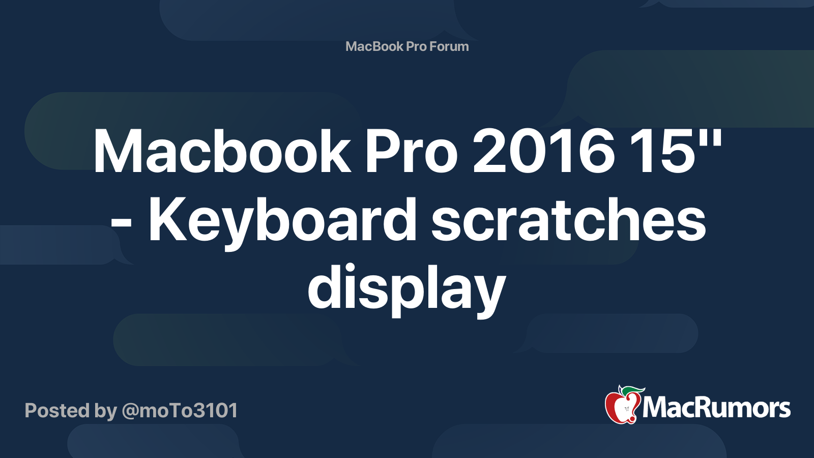 Macbook Pro 2016 15" Keyboard scratches display MacRumors Forums