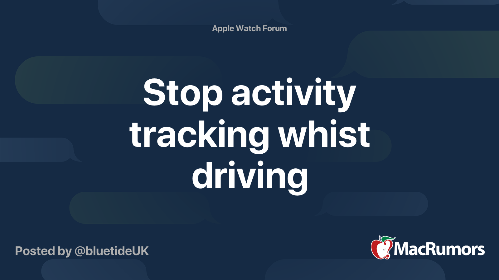 Stop activity tracking whist driving MacRumors Forums