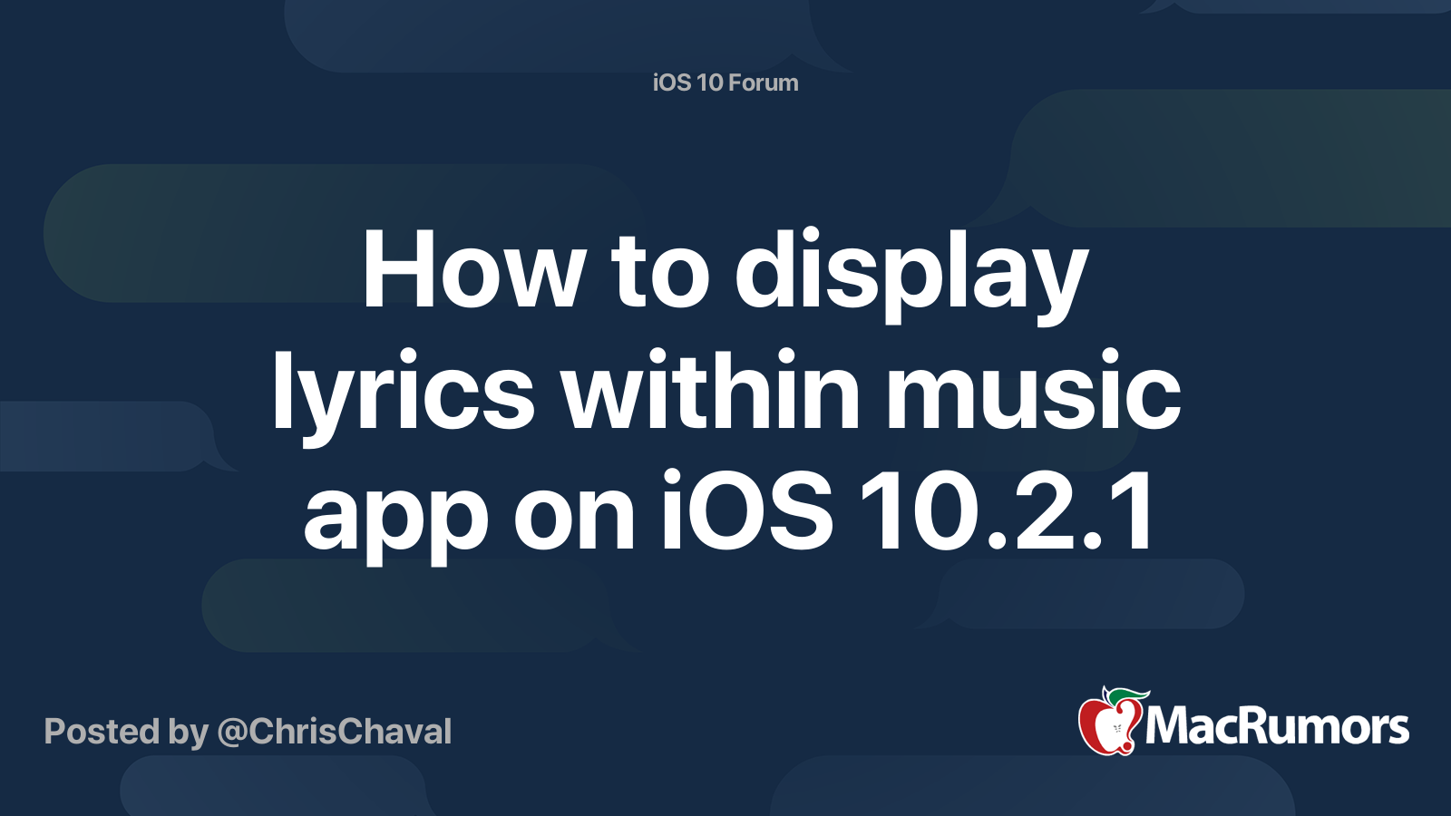 How to display lyrics within music app on iOS 10.2.1 MacRumors Forums