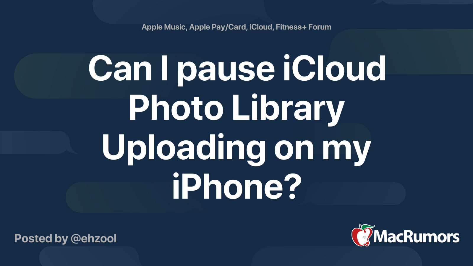 Can I pause iCloud Photo Library Uploading on my iPhone? | MacRumors Forums