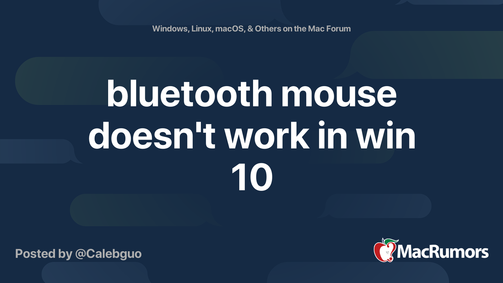 bluetooth mouse doesn't work in win 10 MacRumors Forums