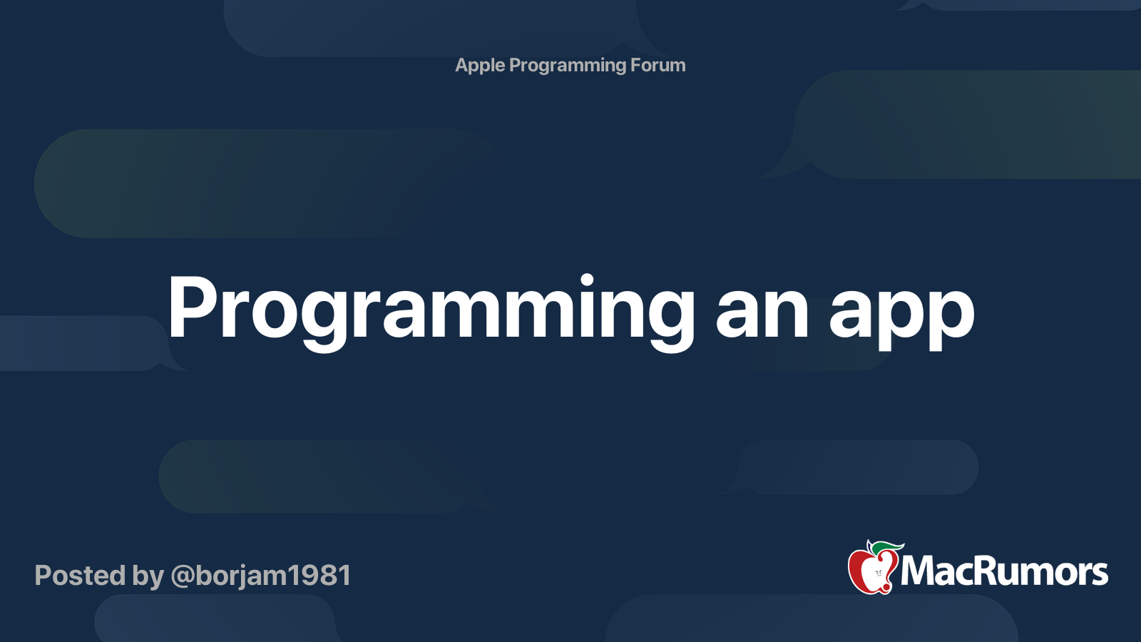 Programming an app | MacRumors Forums