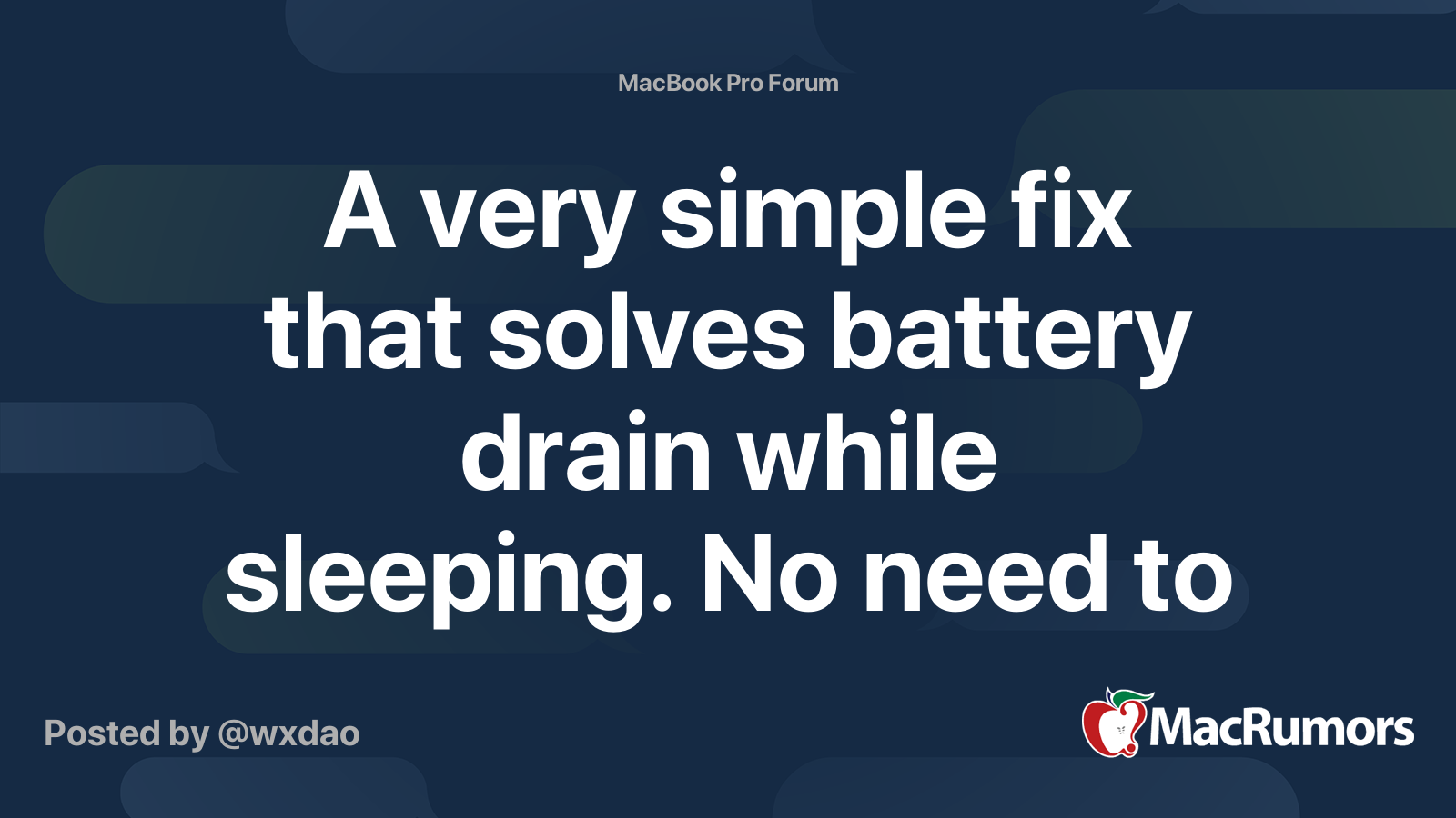 A Very Simple Fix That Solves Battery Drain While Sleeping No Need To Turn Off Sip Macrumors Forums