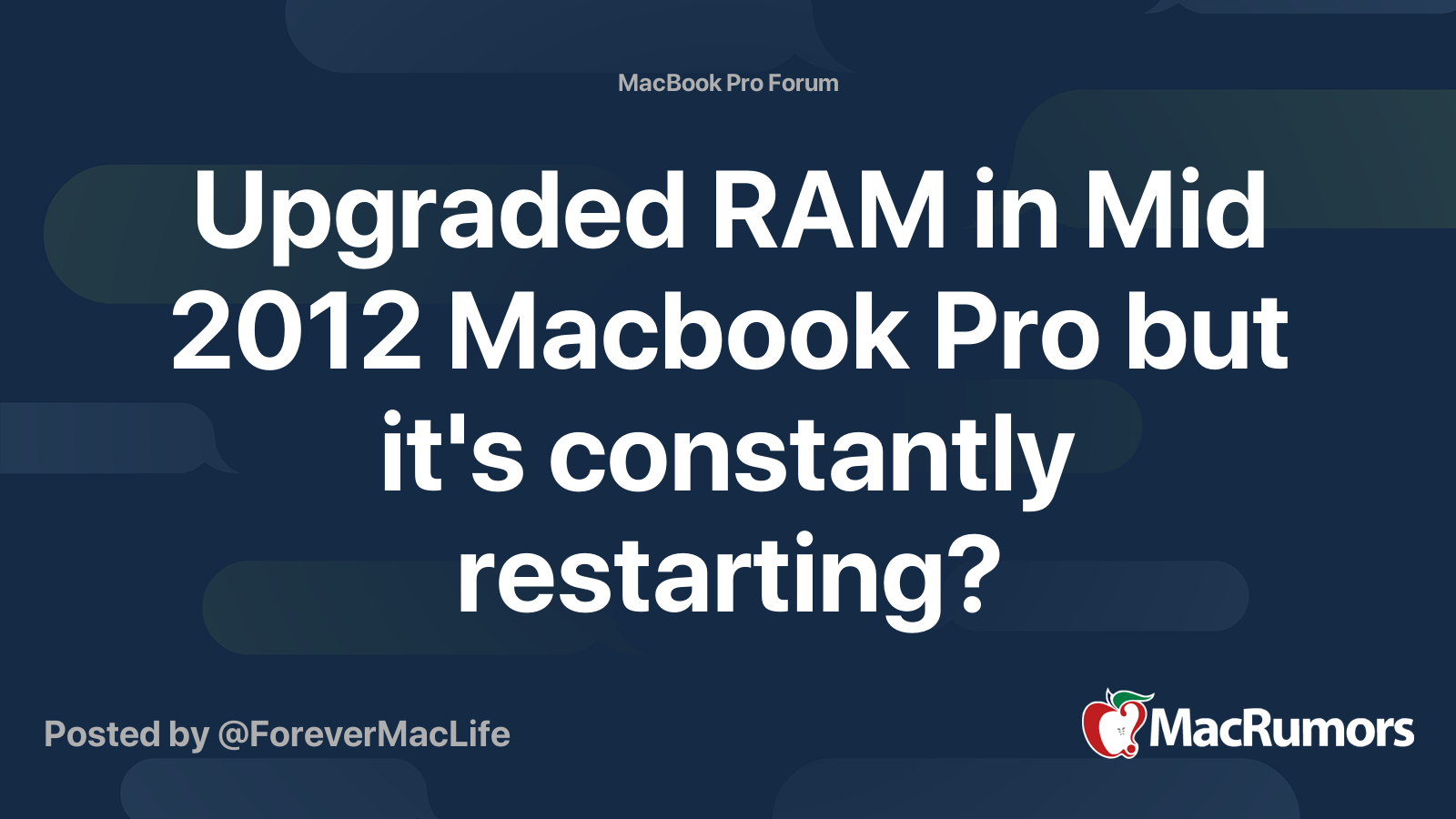 Upgraded RAM in Mid 2012 Macbook Pro but it's constantly restarting