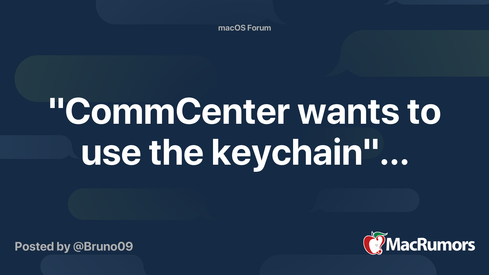 wants to use the keychain"... MacRumors Forums