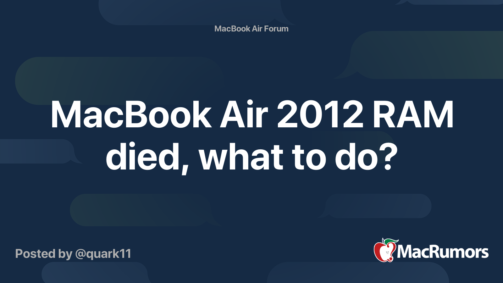MacBook Air 2012 RAM died, what to do? MacRumors Forums