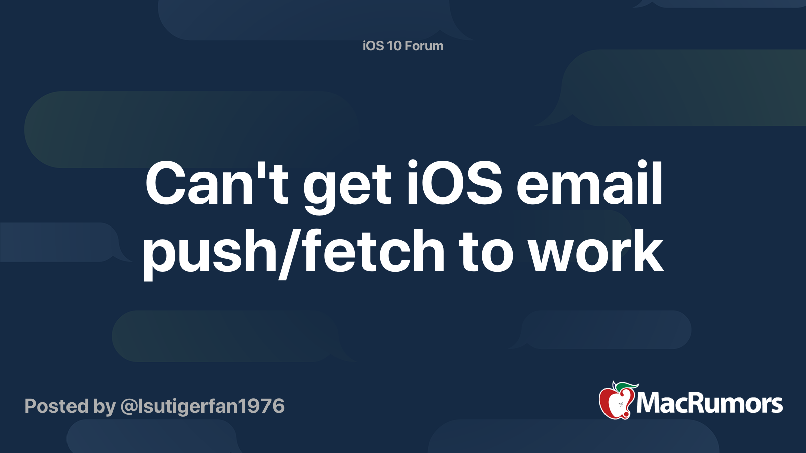 Can't get iOS email push/fetch to work | MacRumors Forums