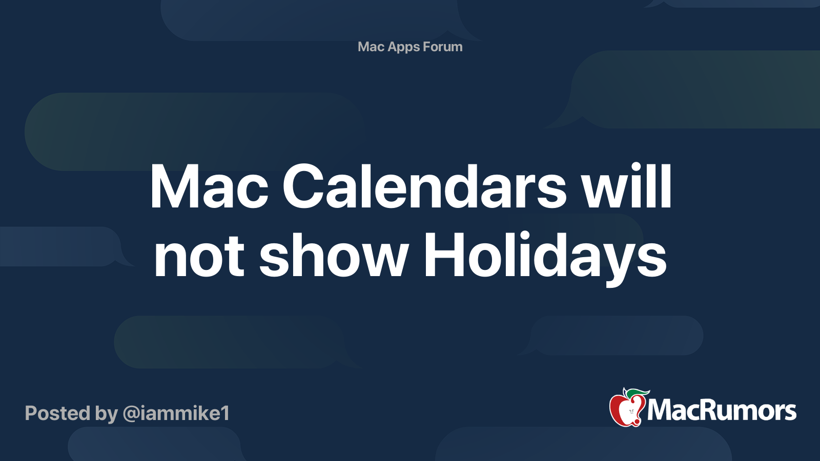 Mac Calendars Will Not Show Holidays Macrumors Forums