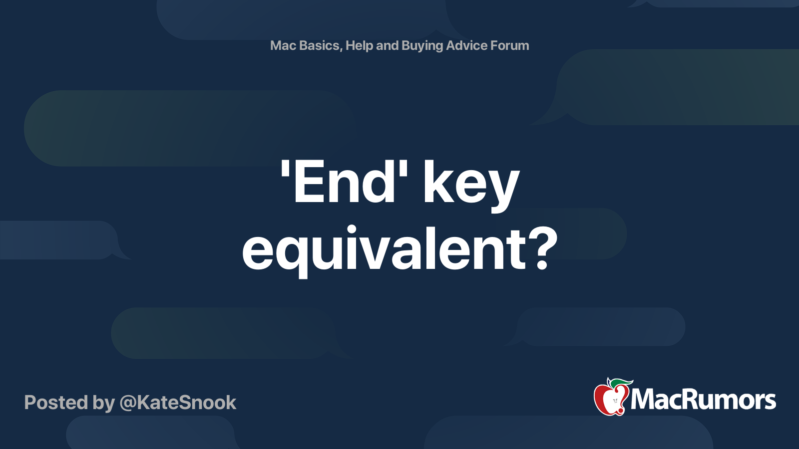 'End' key equivalent? | MacRumors Forums