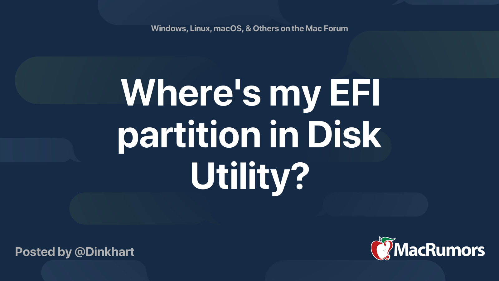 Where's my EFI partition in Disk Utility? MacRumors Forums