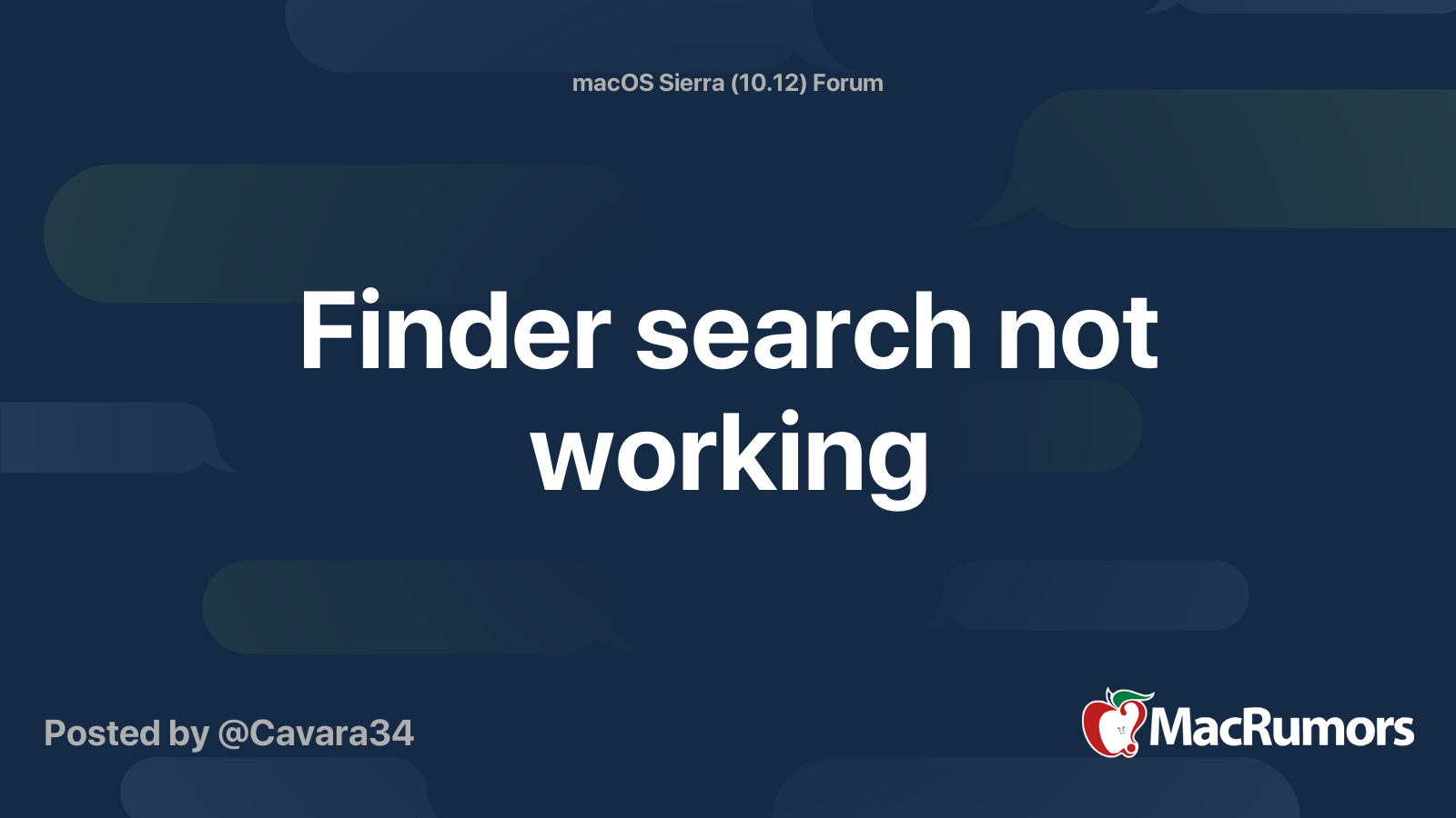 Finder Search Not Working MacRumors Forums