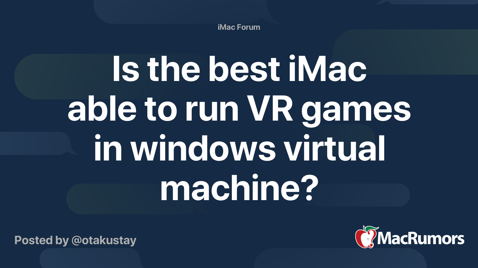 Is the best iMac able to run VR games in windows virtual machine ...