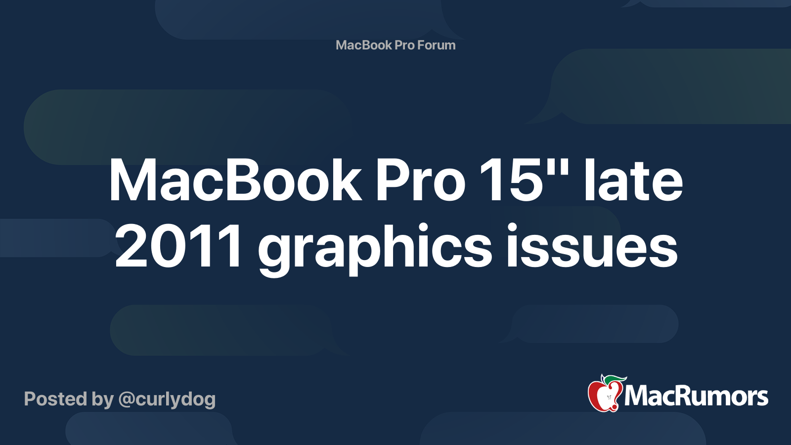 MacBook Pro 15" late 2011 graphics issues | MacRumors Forums