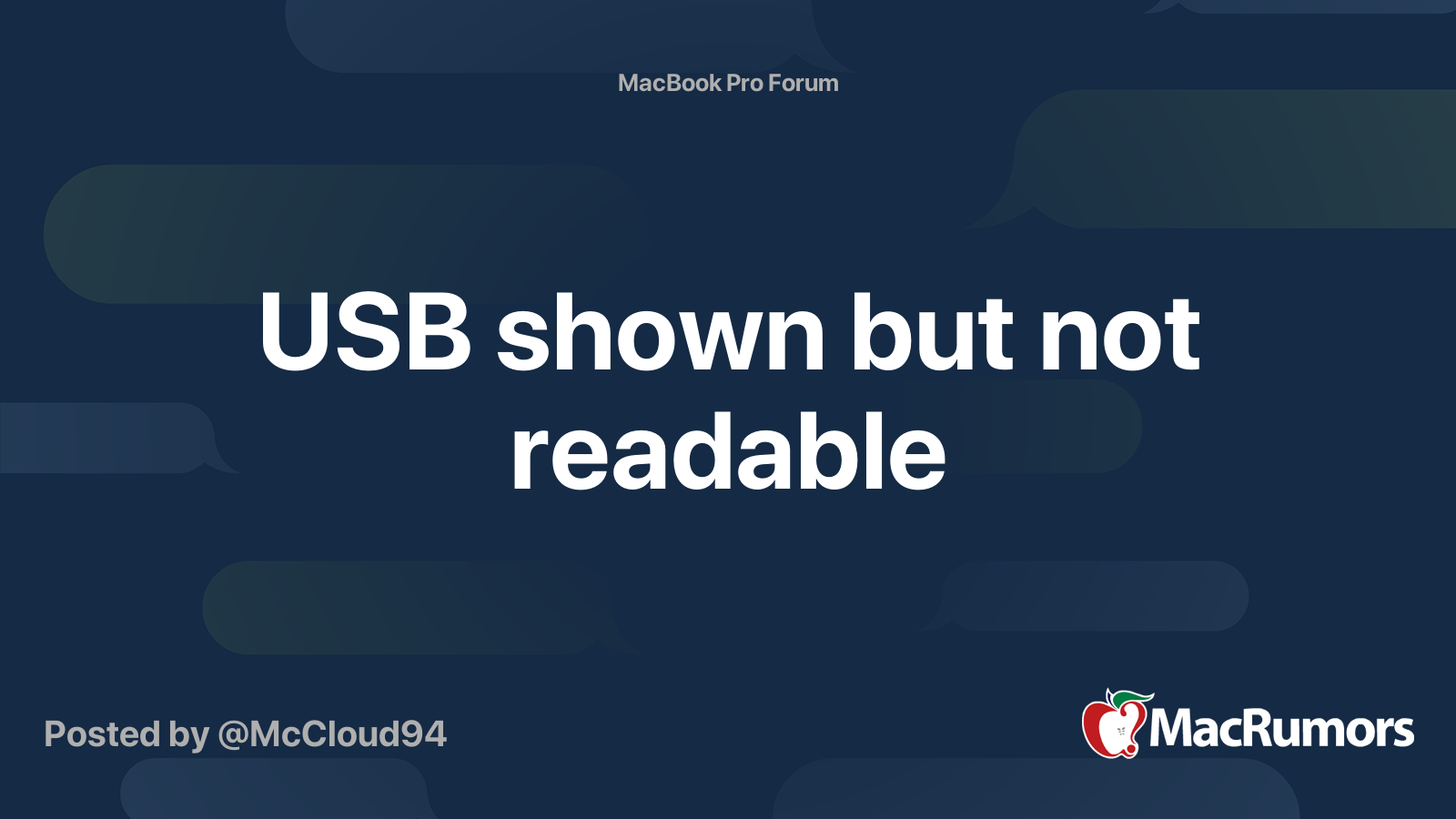 USB shown but not readable MacRumors Forums
