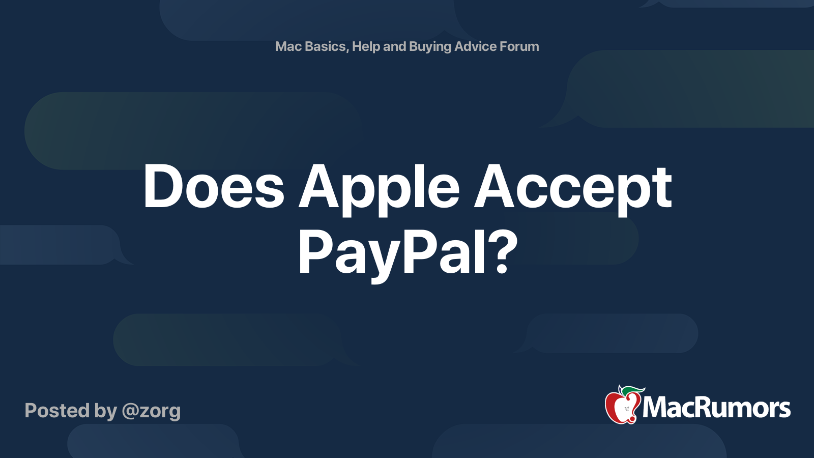 Does Apple Accept PayPal? MacRumors Forums