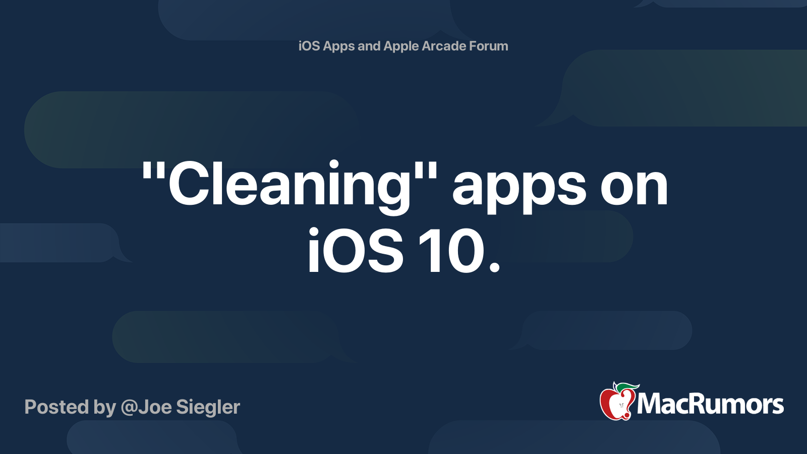 "Cleaning" apps on iOS 10. MacRumors Forums