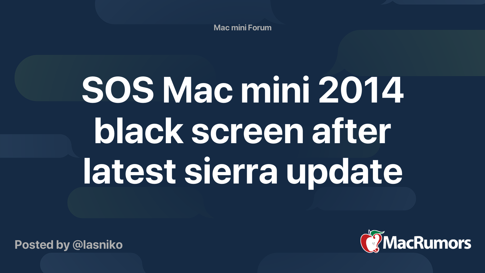 SOS Mac Mini 2014 Black Screen After Latest Sierra Update MacRumors