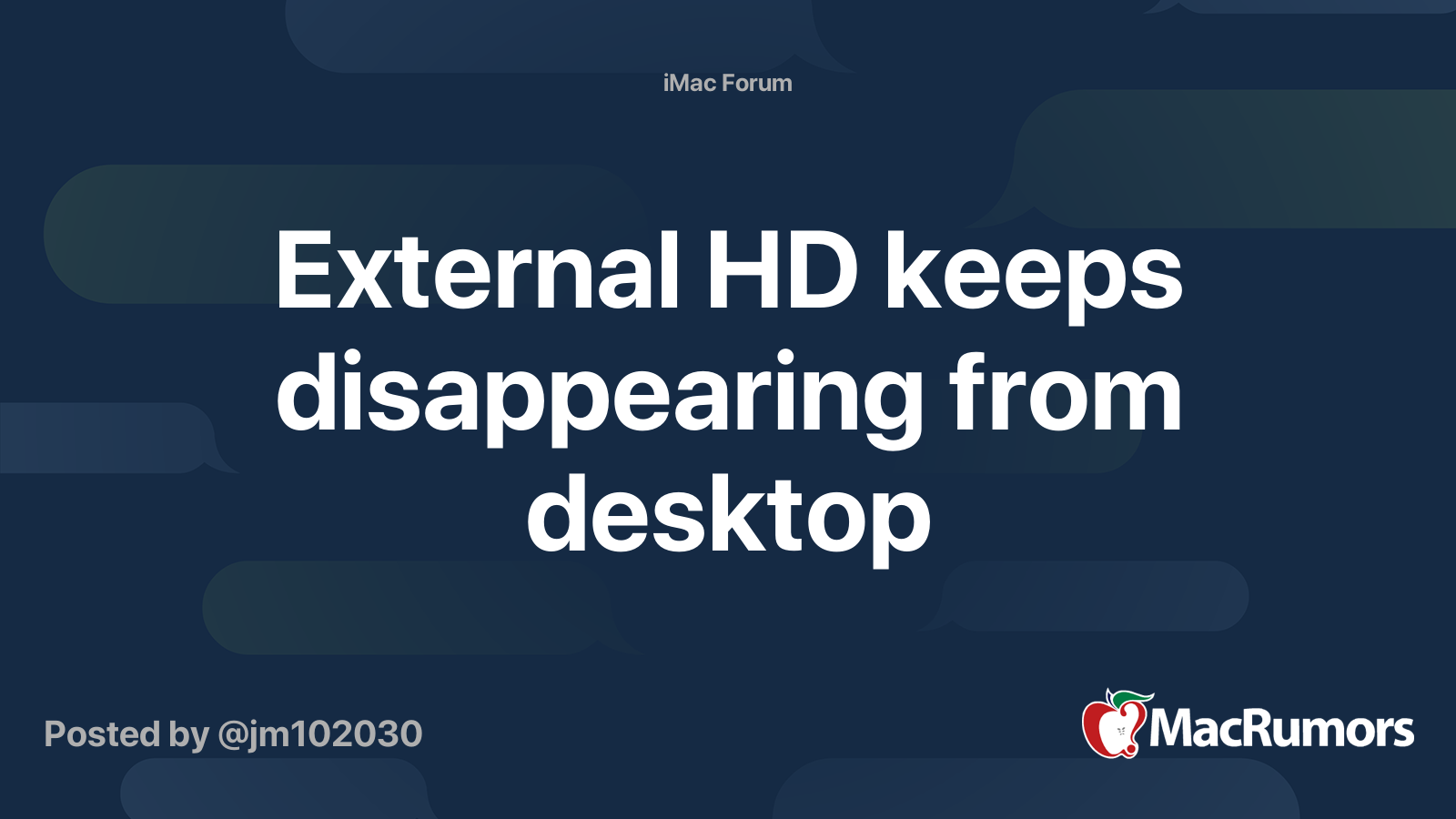 External HD keeps disappearing from desktop MacRumors Forums