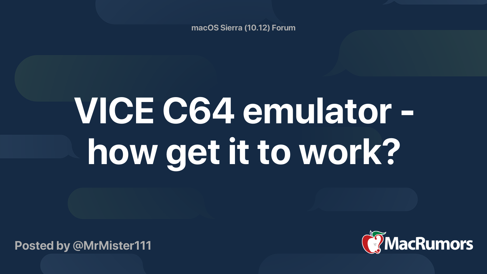 VICE C64 emulator how get it to work? MacRumors Forums