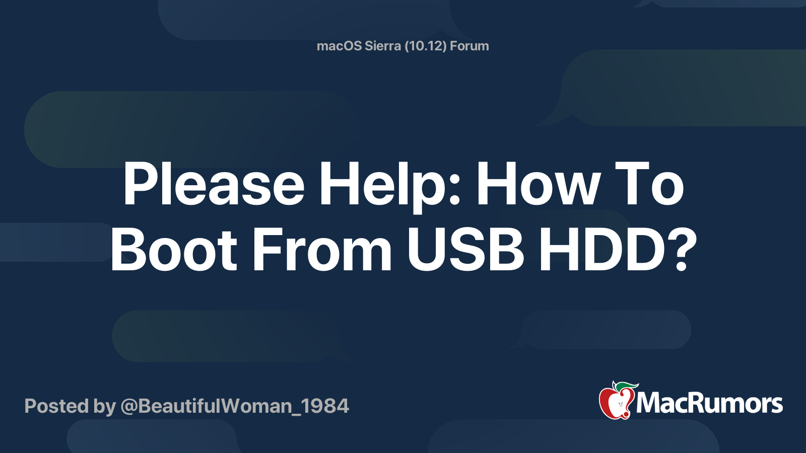 Please Help How To Boot From USB HDD? MacRumors Forums