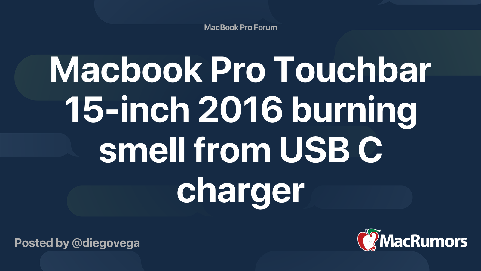 Macbook Pro Touchbar 15inch 2016 burning smell from USB C charger