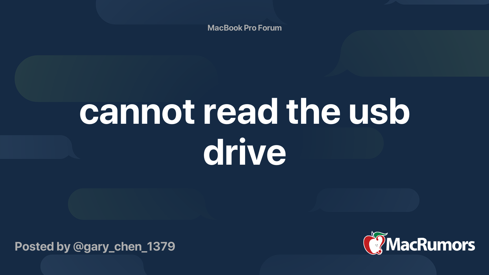 cannot read the usb drive MacRumors Forums