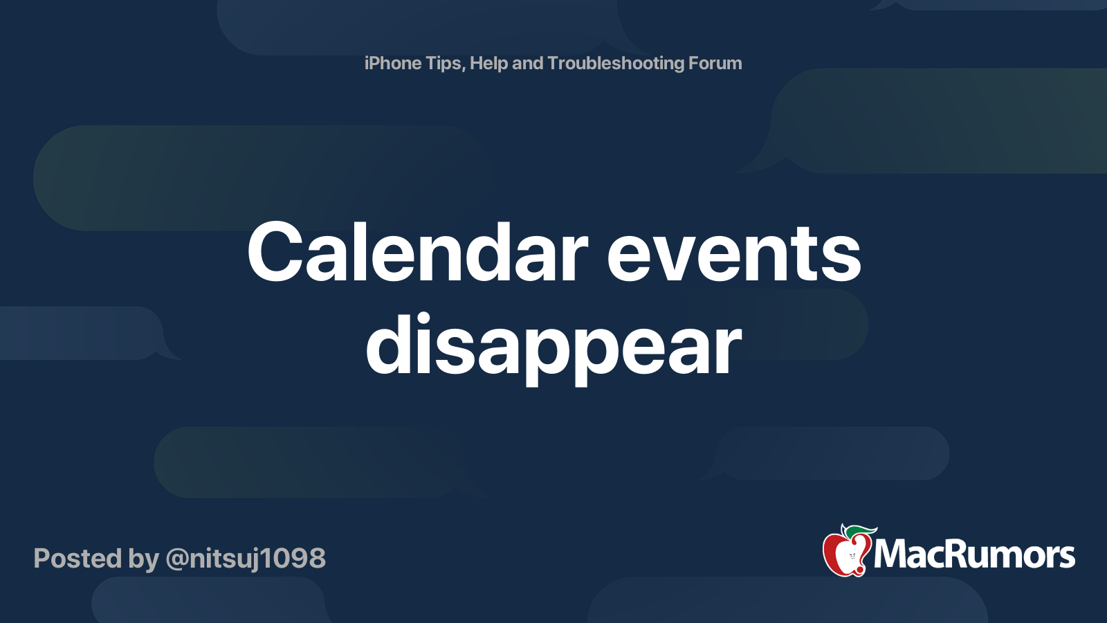 Calendar events disappear MacRumors Forums