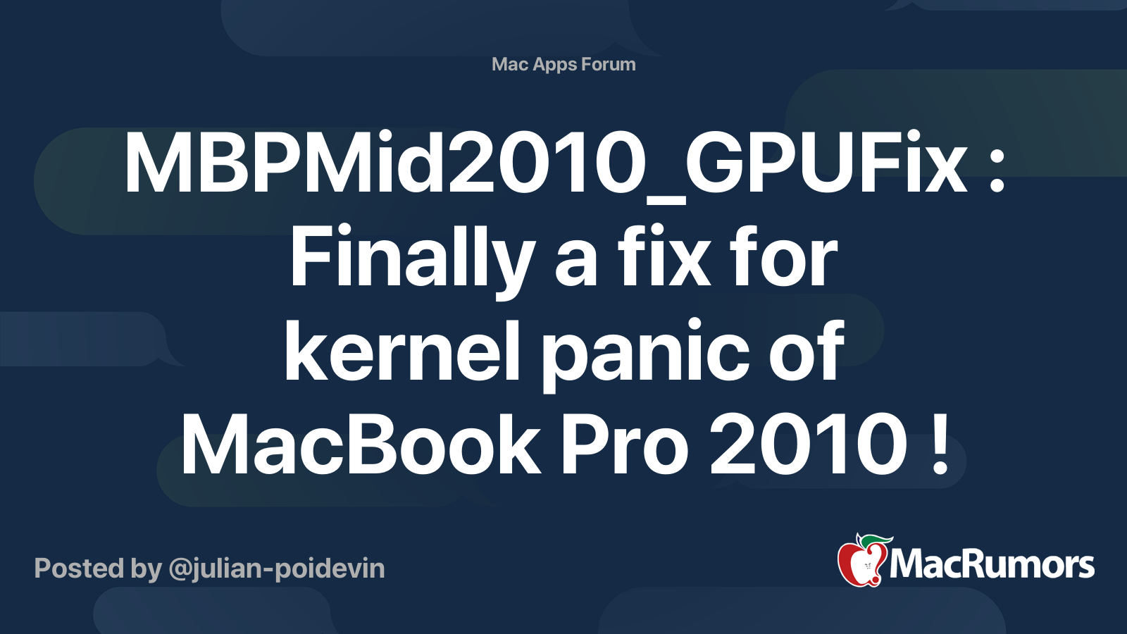 MBPMid2010_GPUFix : Finally a fix for kernel panic of MacBook Pro 2010 ...