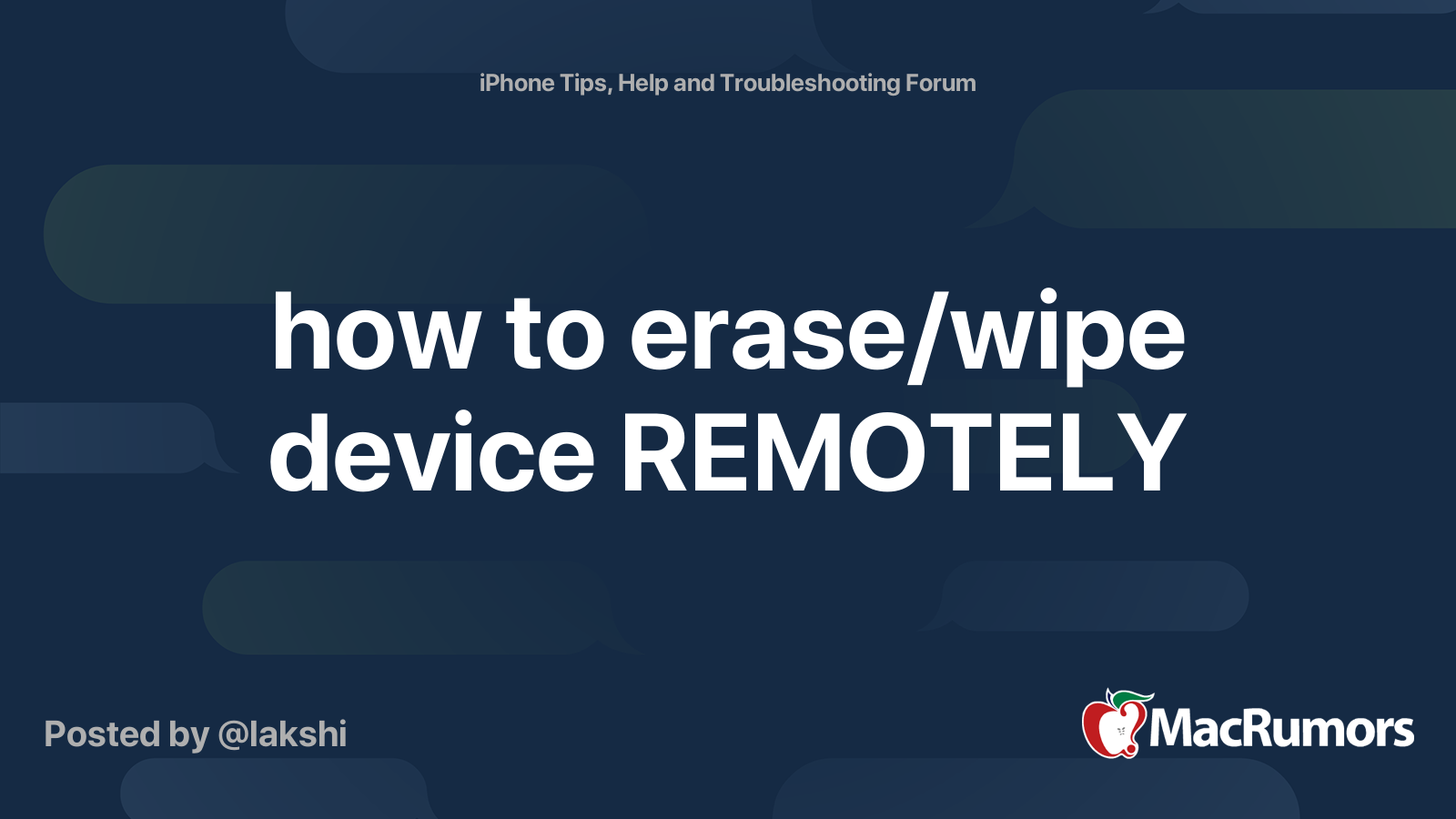 how to erase/wipe device REMOTELY MacRumors Forums