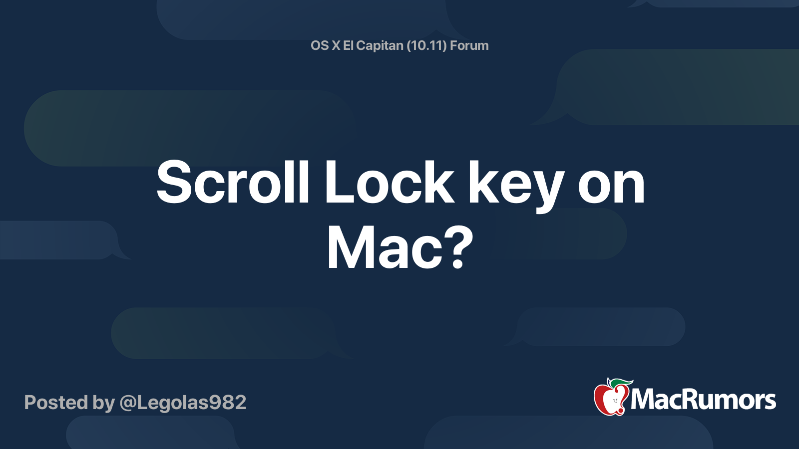 Scroll Lock key on Mac? MacRumors Forums