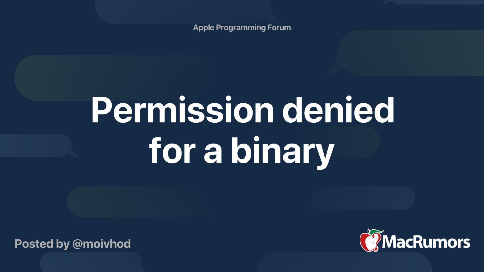 Permission Denied For A Binary Macrumors Forums