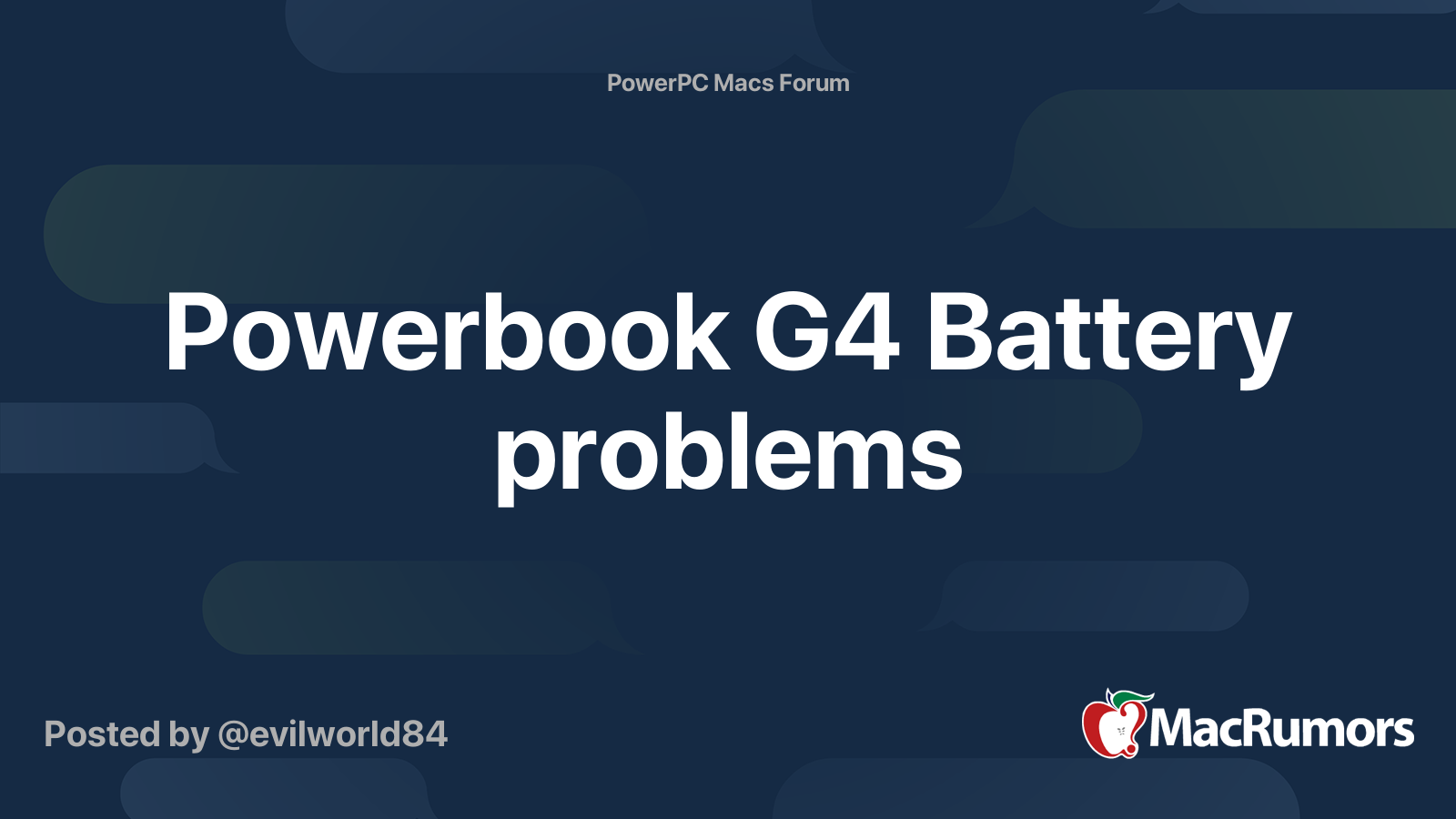 Powerbook G4 Battery Problems Macrumors Forums