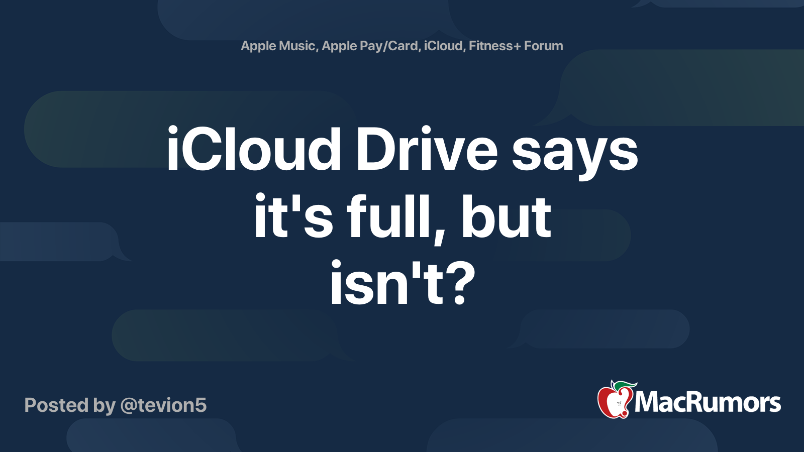 Icloud Drive Says It S Full But Isn T Macrumors Forums