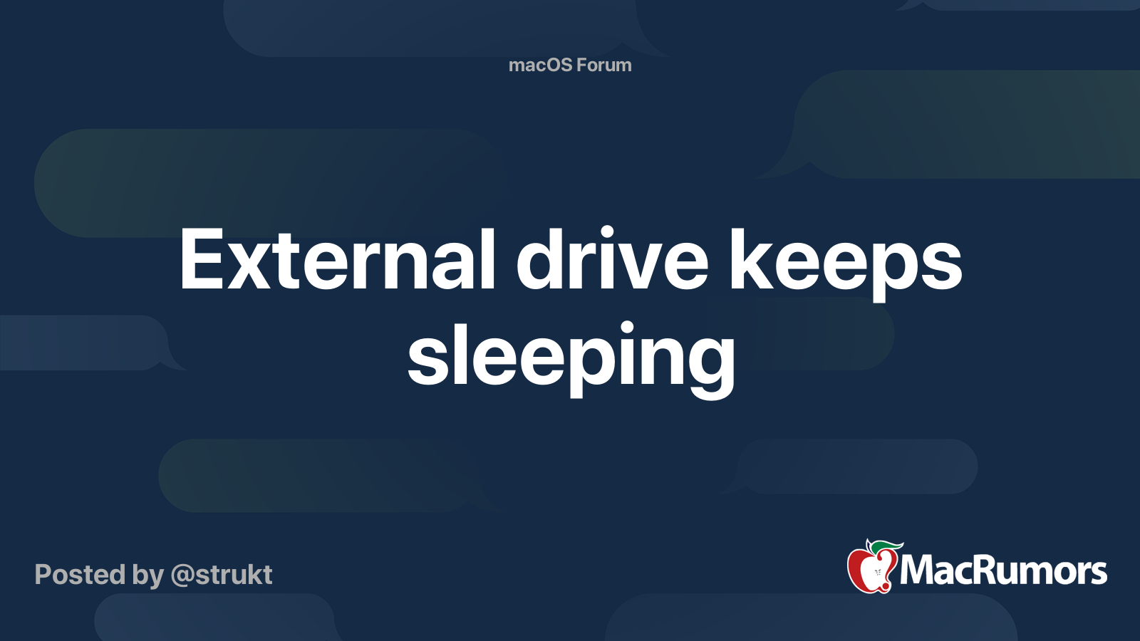 External drive keeps sleeping MacRumors Forums