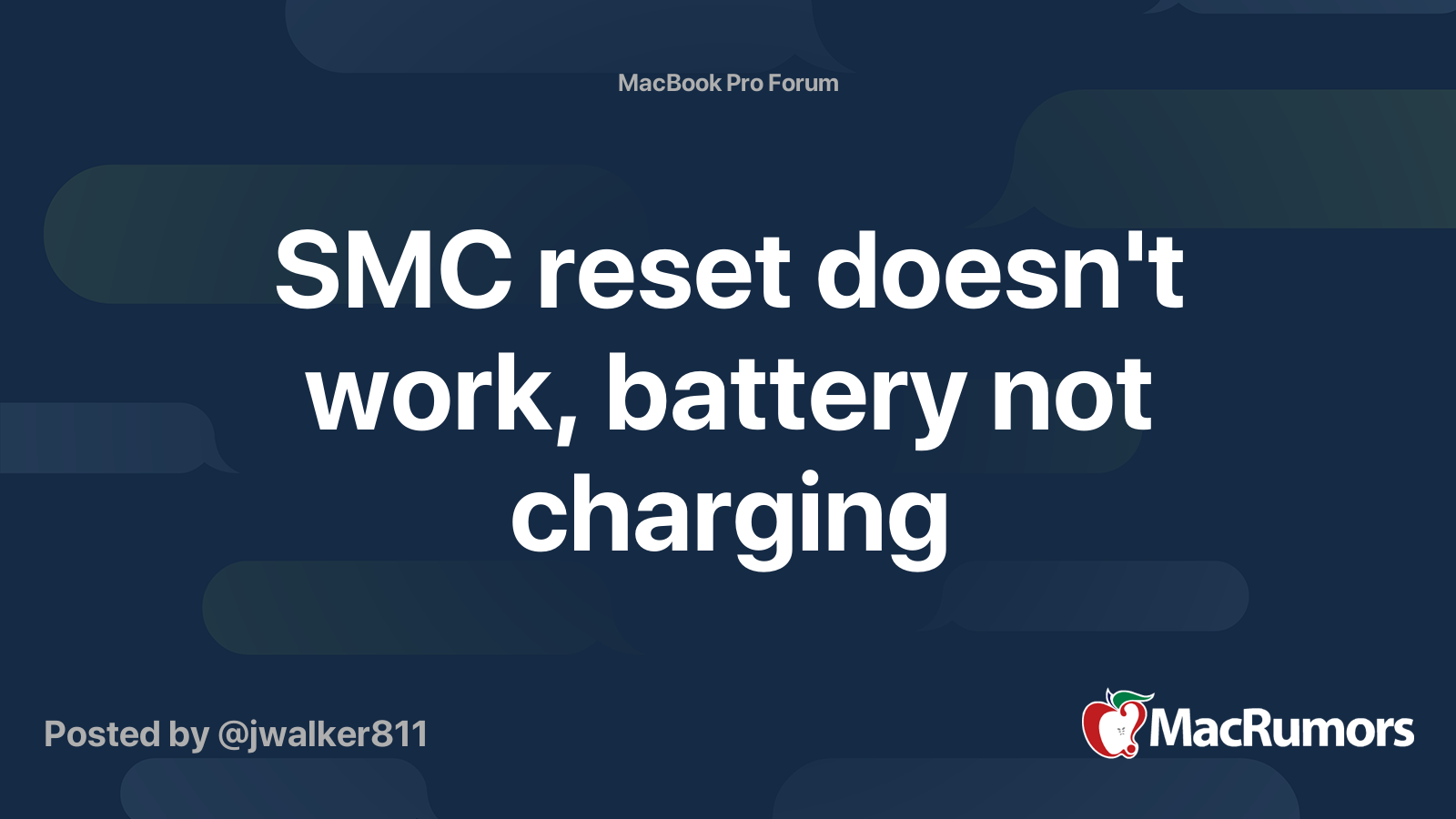SMC Reset Doesn t Work Battery Not Charging MacRumors Forums