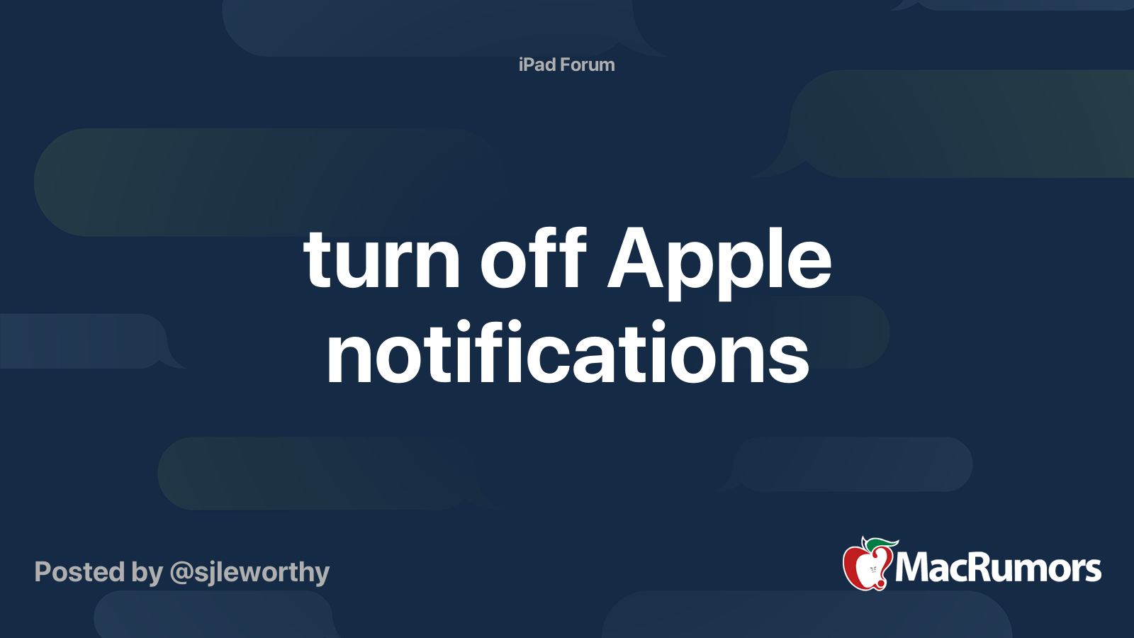 turn off Apple notifications | MacRumors Forums