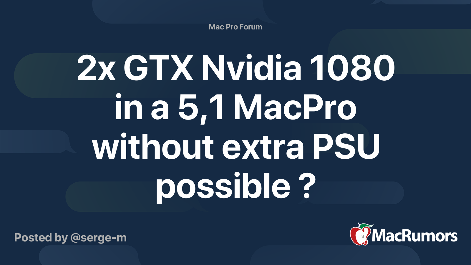 2x GTX Nvidia 1080 in a 5 1 MacPro without extra PSU possible