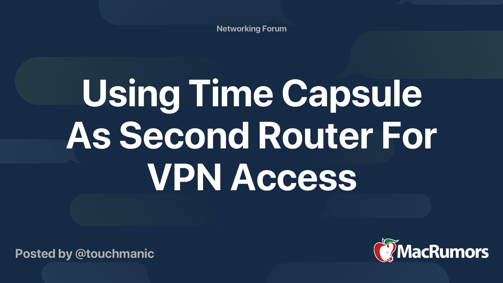 Using Time As Second Router For VPN Access | MacRumors