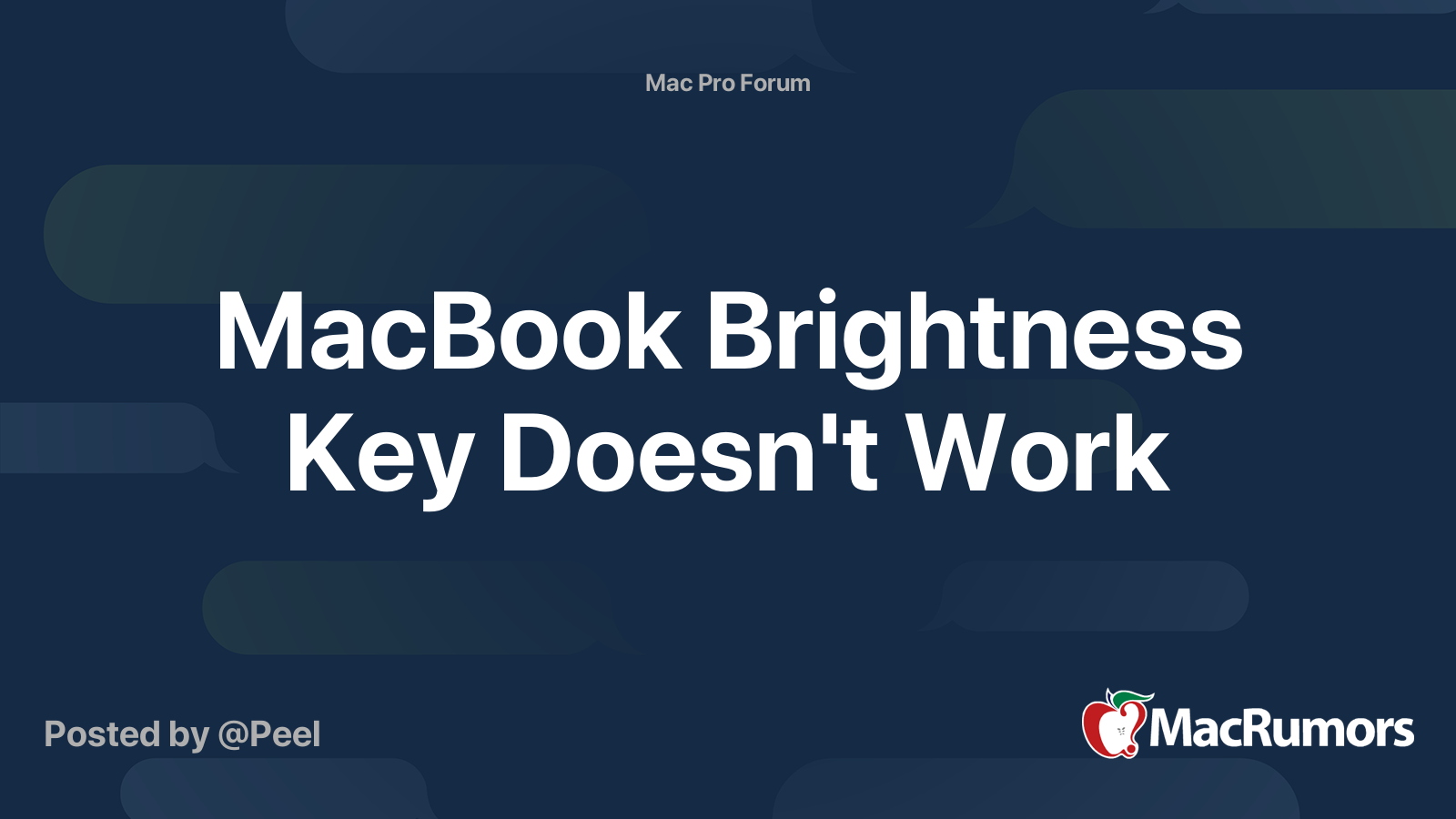 MacBook Brightness Key Doesn't Work | MacRumors Forums