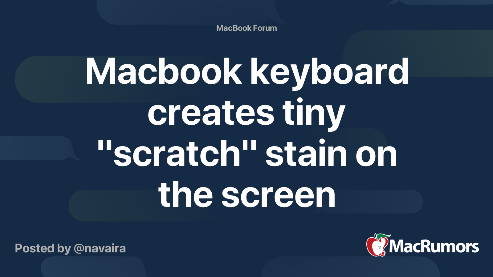 Macbook keyboard creates tiny "scratch" stain on the screen MacRumors Forums