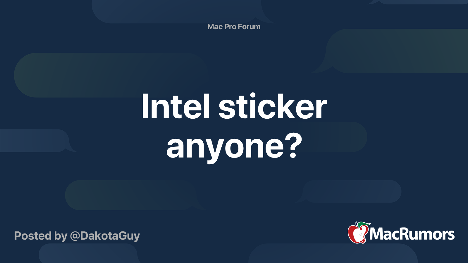 Intel sticker anyone? | MacRumors Forums