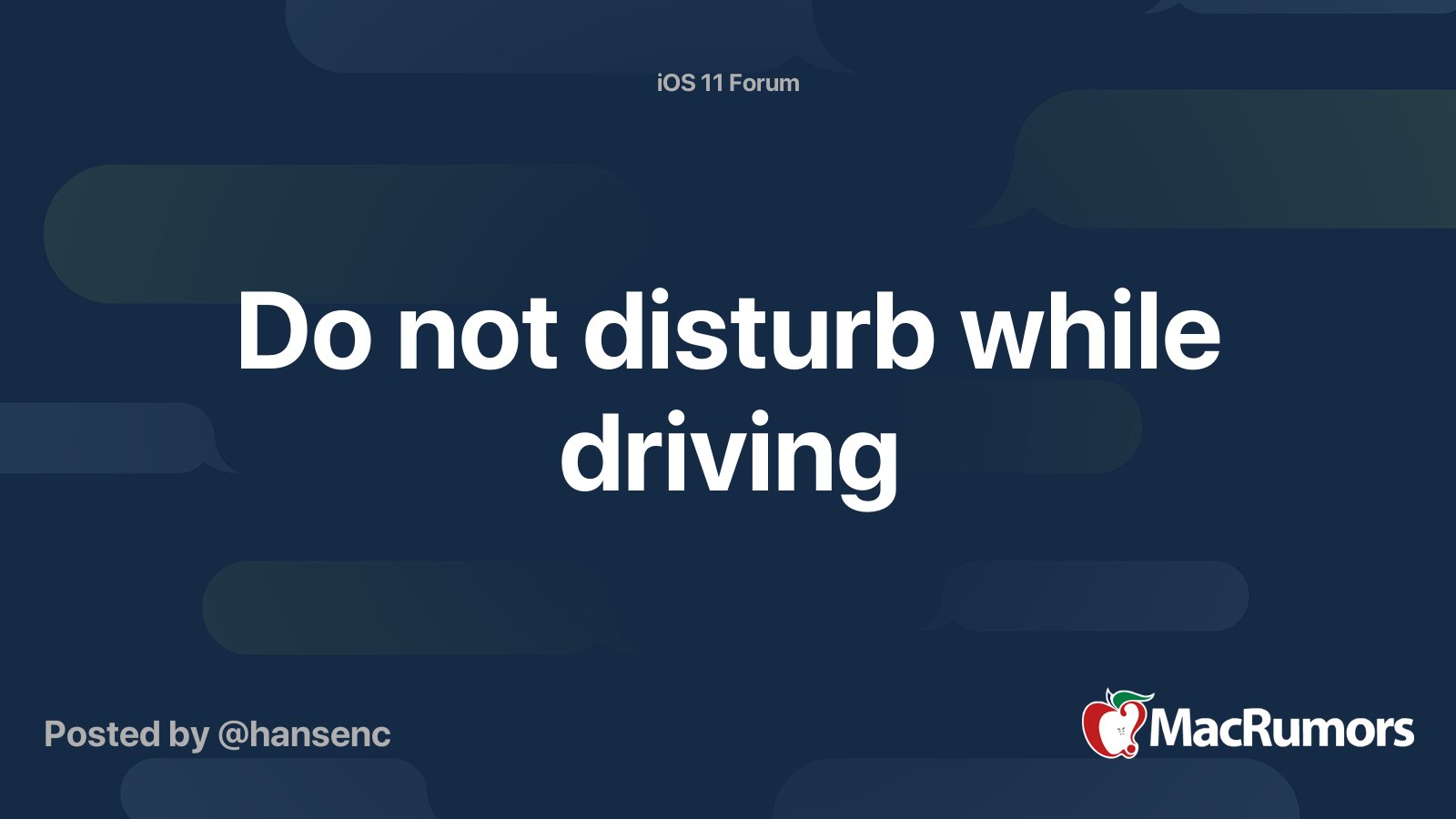 Do not disturb while driving MacRumors Forums