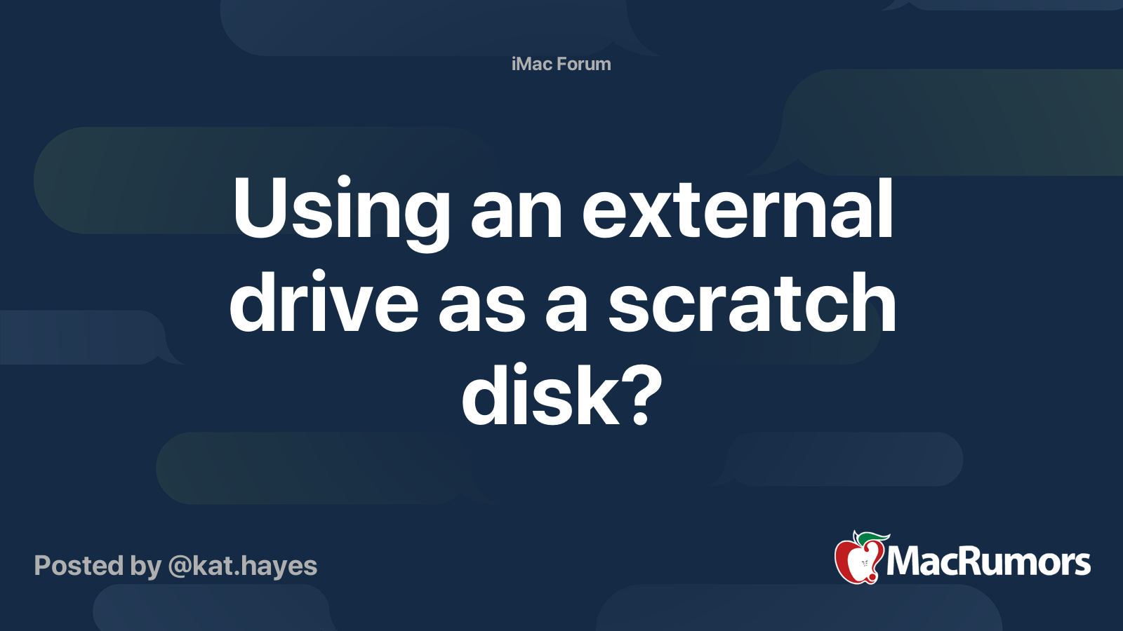 Using an external drive as a scratch disk? MacRumors Forums