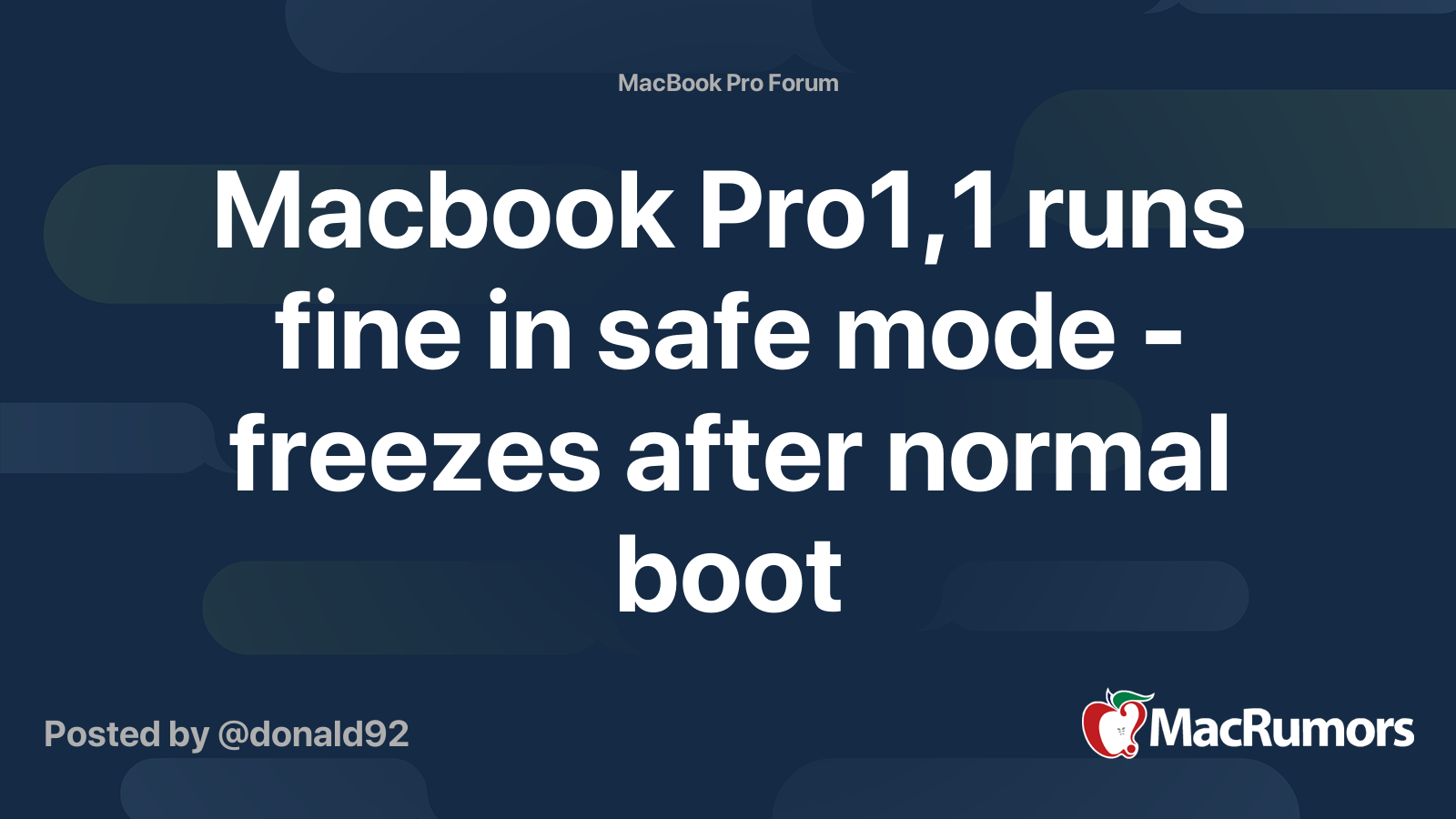 Macbook Pro1,1 runs fine in safe mode - freezes after normal boot ...